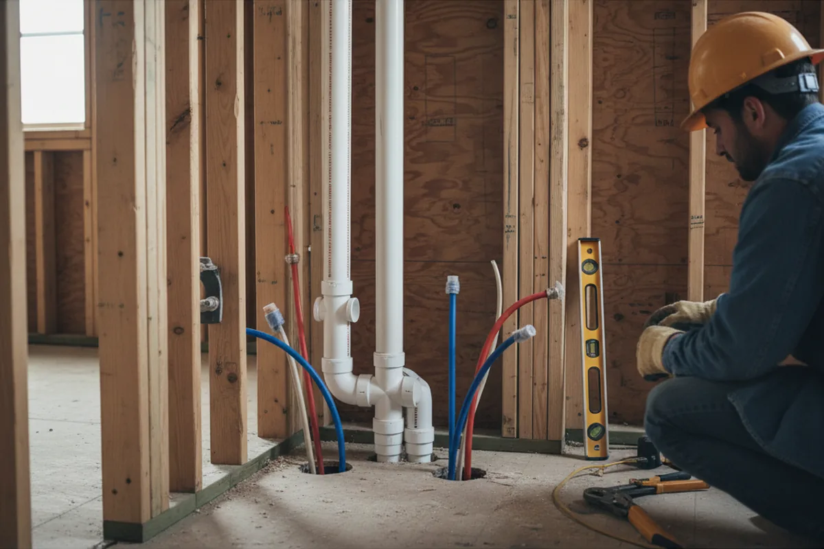 Drain and supply rough-in during Leak Detection in North Palm Springs